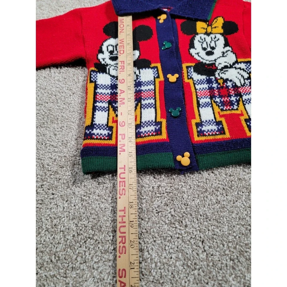 Vintage 90s Disney Mickey Mouse Sweater Cardigan Small Minnie Buttons Girls Kids